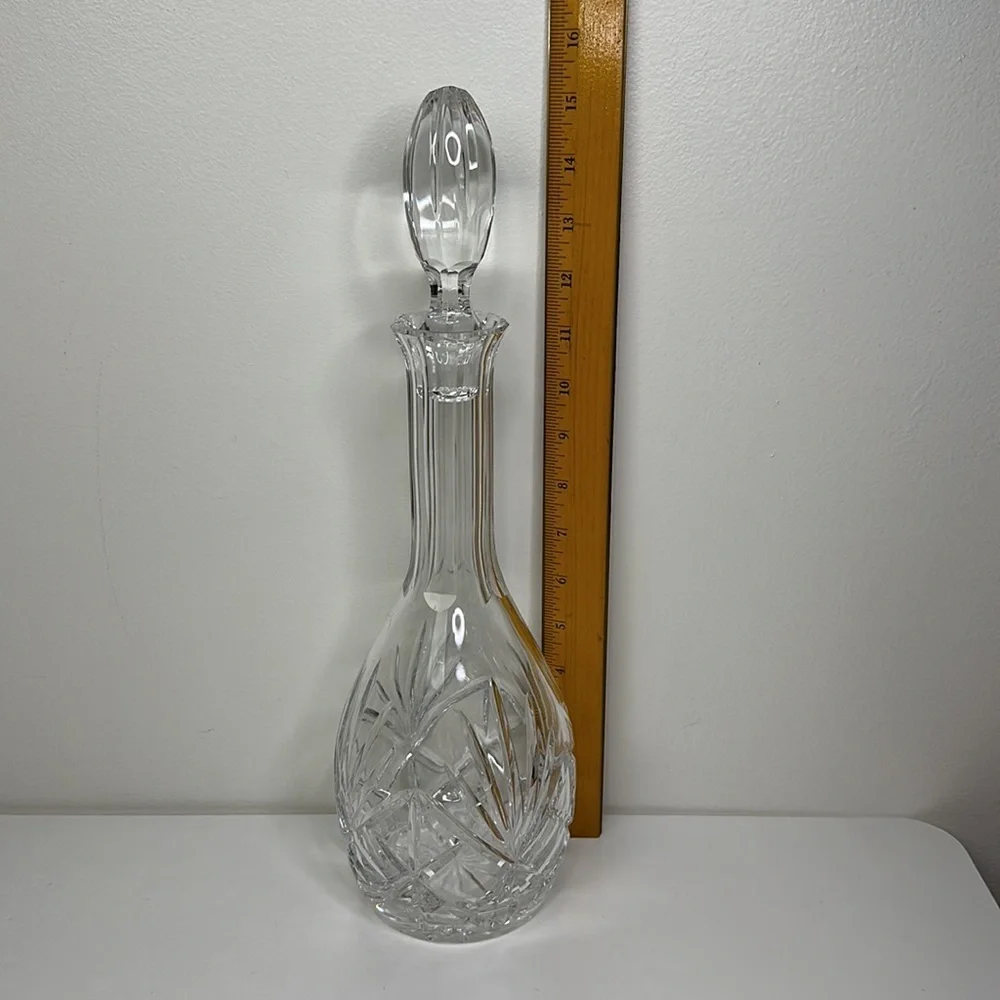 Clear Cut Glass Decanter with Stopper 15 inchesTall